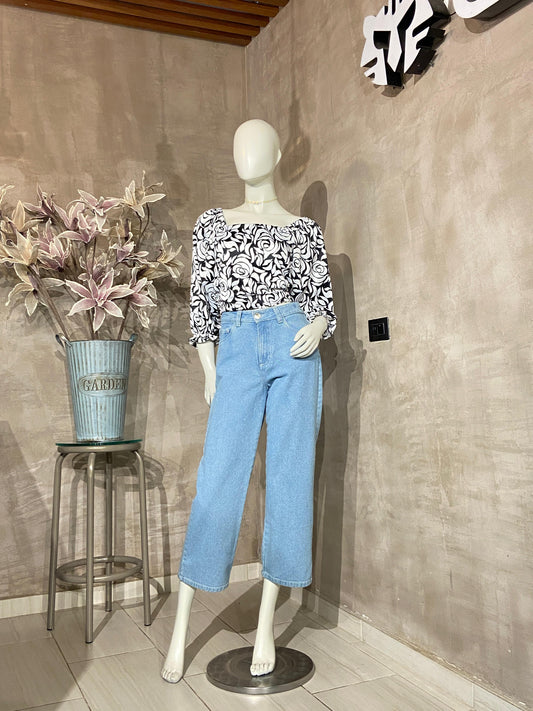 Pantalón Culotte Fit Azul Hielo